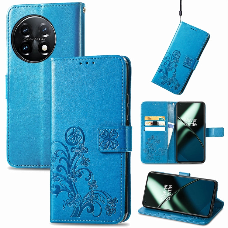 Custodia per telefono in pelle con fibbia in rilievo con chiusura a quattro foglie, For Motorola Moto G23, For OnePlus 11, For OPPO Reno8 T 4G, For Realme GT Neo 5