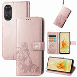 Custodia per telefono in pelle con fibbia in rilievo con chiusura a quattro foglie, For Motorola Moto G23, For OnePlus 11, For OPPO Reno8 T 4G, For Realme GT Neo 5