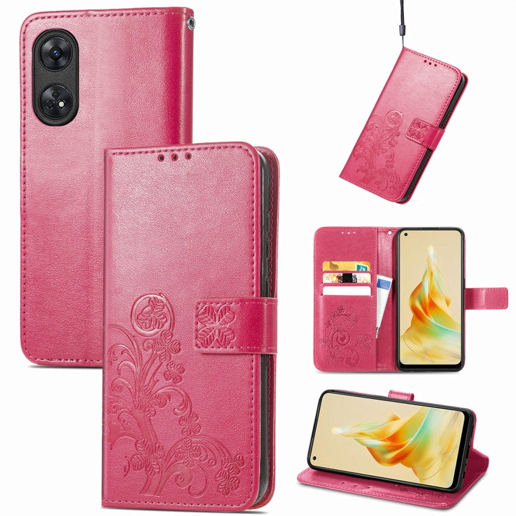 Custodia per telefono in pelle con fibbia in rilievo con chiusura a quattro foglie, For Motorola Moto G23, For OnePlus 11, For OPPO Reno8 T 4G, For Realme GT Neo 5