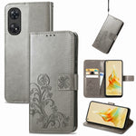 Custodia per telefono in pelle con fibbia in rilievo con chiusura a quattro foglie, For Motorola Moto G23, For OnePlus 11, For OPPO Reno8 T 4G, For Realme GT Neo 5