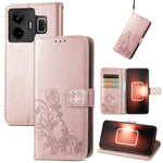 Custodia per telefono in pelle con fibbia in rilievo con chiusura a quattro foglie, For Motorola Moto G23, For OnePlus 11, For OPPO Reno8 T 4G, For Realme GT Neo 5