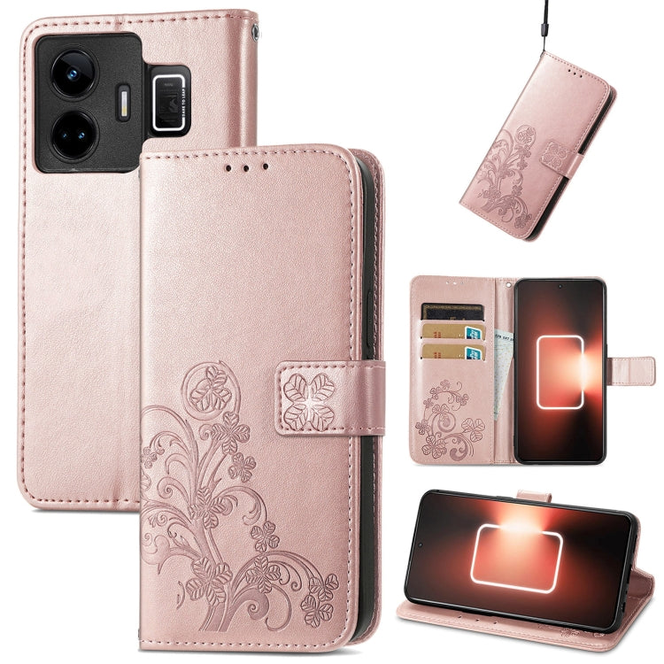 Custodia per telefono in pelle con fibbia in rilievo con chiusura a quattro foglie, For Motorola Moto G23, For OnePlus 11, For OPPO Reno8 T 4G, For Realme GT Neo 5