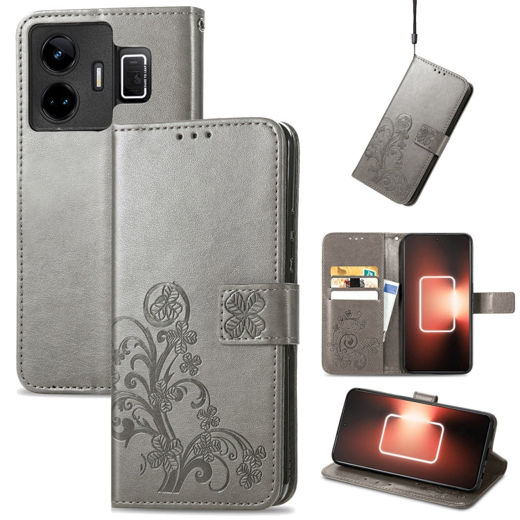 Custodia per telefono in pelle con fibbia in rilievo con chiusura a quattro foglie, For Motorola Moto G23, For OnePlus 11, For OPPO Reno8 T 4G, For Realme GT Neo 5