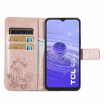 Custodia per telefono in pelle con fibbia in rilievo con chiusura a quattro foglie, For TCL 40R, For TCL 403, For TCL 405, For Xiaomi 13 Lite