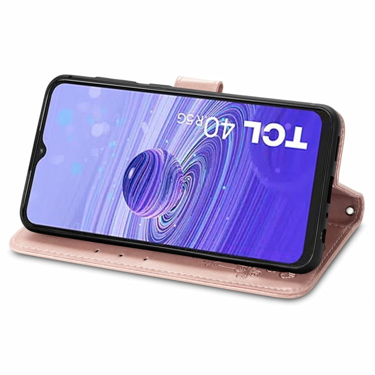 Custodia per telefono in pelle con fibbia in rilievo con chiusura a quattro foglie, For TCL 40R, For TCL 403, For TCL 405, For Xiaomi 13 Lite