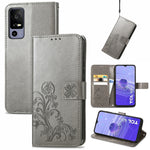 Custodia per telefono in pelle con fibbia in rilievo con chiusura a quattro foglie, For TCL 40R, For TCL 403, For TCL 405, For Xiaomi 13 Lite