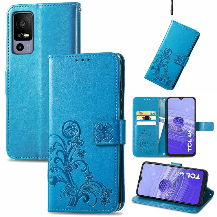 Custodia per telefono in pelle con fibbia in rilievo con chiusura a quattro foglie, For TCL 40R, For TCL 403, For TCL 405, For Xiaomi 13 Lite