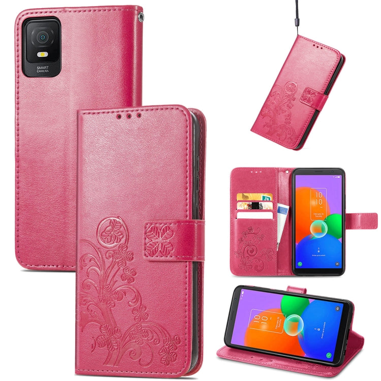 Custodia per telefono in pelle con fibbia in rilievo con chiusura a quattro foglie, For TCL 40R, For TCL 403, For TCL 405, For Xiaomi 13 Lite