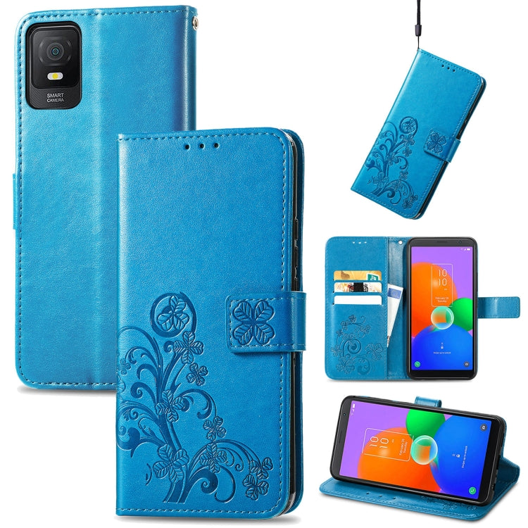 Custodia per telefono in pelle con fibbia in rilievo con chiusura a quattro foglie, For TCL 40R, For TCL 403, For TCL 405, For Xiaomi 13 Lite
