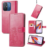Custodia per telefono in pelle con fibbia in rilievo con chiusura a quattro foglie, For Xiaomi Redmi 12C, For Xiaomi Redmi A2