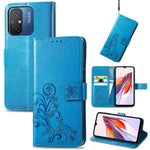 Custodia per telefono in pelle con fibbia in rilievo con chiusura a quattro foglie, For Xiaomi Redmi 12C, For Xiaomi Redmi A2