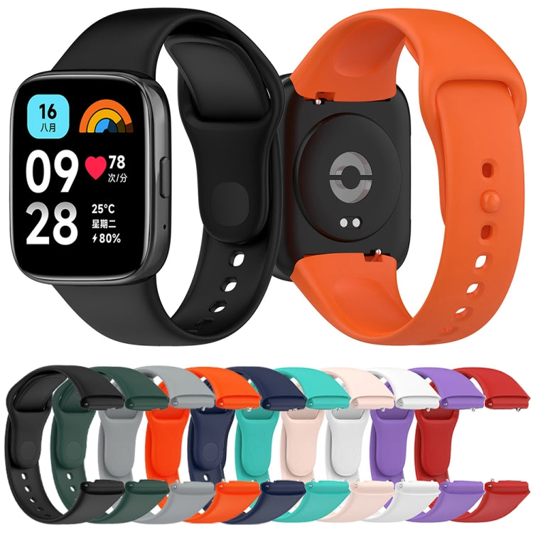 Per cinturino di ricambio in silicone tinta unita sportivo Redmi Watch 3 Lite, Black, White, Purple, Pink, Orange, Red, Green, Grey, Blue, Teal
