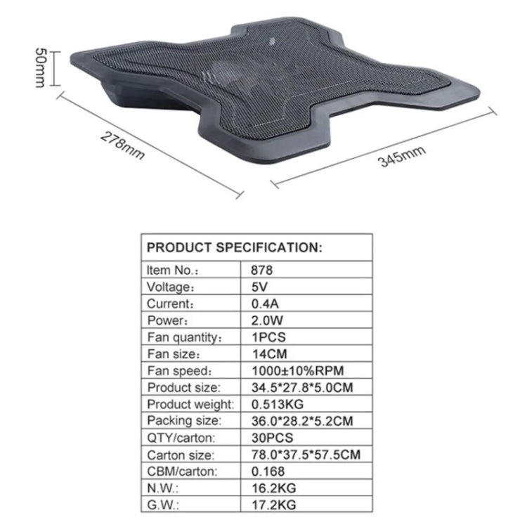 878 Ventola radiatore USB Desktop Laptop Router Pad di raffreddamento, 878