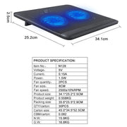 N128 Work Game Dual Fan Laptop Cooling Pad Supporto per dissipazione del calore con luce a LED, N128