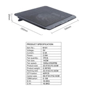 N191 Pad di raffreddamento per laptop con ventola silenziosa portatile alimentato tramite USB con supporto, N191