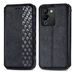 Custodia per telefono in pelle magnetica pressata a griglia cubica, For Infinix Note 12 G96, For Kyocera Android One S10, For OnePlus Ace 2, For Realme C55