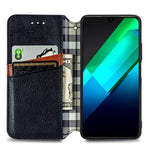 Custodia per telefono in pelle magnetica pressata a griglia cubica, For Infinix Note 12 G96, For Kyocera Android One S10, For OnePlus Ace 2, For Realme C55