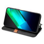 Custodia per telefono in pelle magnetica pressata a griglia cubica, For Infinix Note 12 G96, For Kyocera Android One S10, For OnePlus Ace 2, For Realme C55