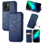 Custodia per telefono in pelle magnetica pressata a griglia cubica, For Infinix Note 12 G96, For Kyocera Android One S10, For OnePlus Ace 2, For Realme C55