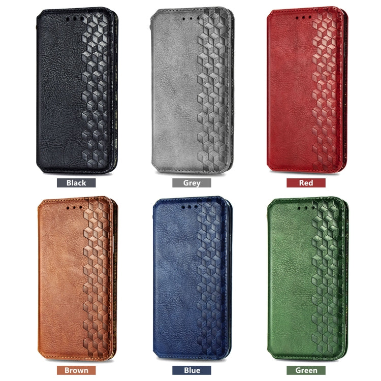 Custodia per telefono in pelle magnetica pressata a griglia cubica, For Infinix Note 12 G96, For Kyocera Android One S10, For OnePlus Ace 2, For Realme C55