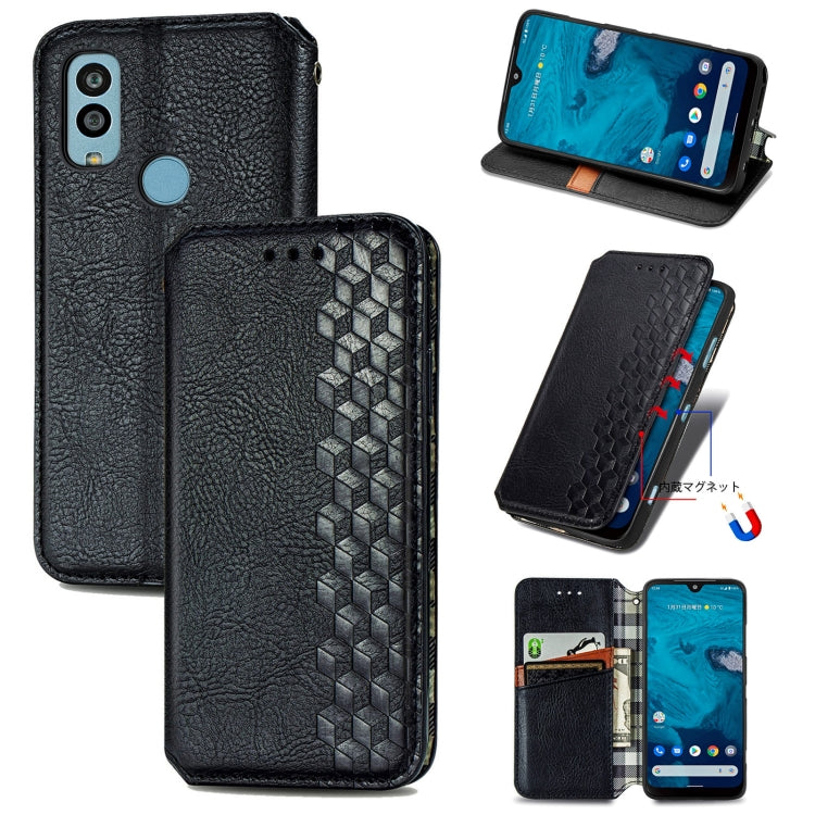 Custodia per telefono in pelle magnetica pressata a griglia cubica, For Infinix Note 12 G96, For Kyocera Android One S10, For OnePlus Ace 2, For Realme C55