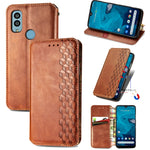 Custodia per telefono in pelle magnetica pressata a griglia cubica, For Infinix Note 12 G96, For Kyocera Android One S10, For OnePlus Ace 2, For Realme C55