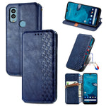 Custodia per telefono in pelle magnetica pressata a griglia cubica, For Infinix Note 12 G96, For Kyocera Android One S10, For OnePlus Ace 2, For Realme C55