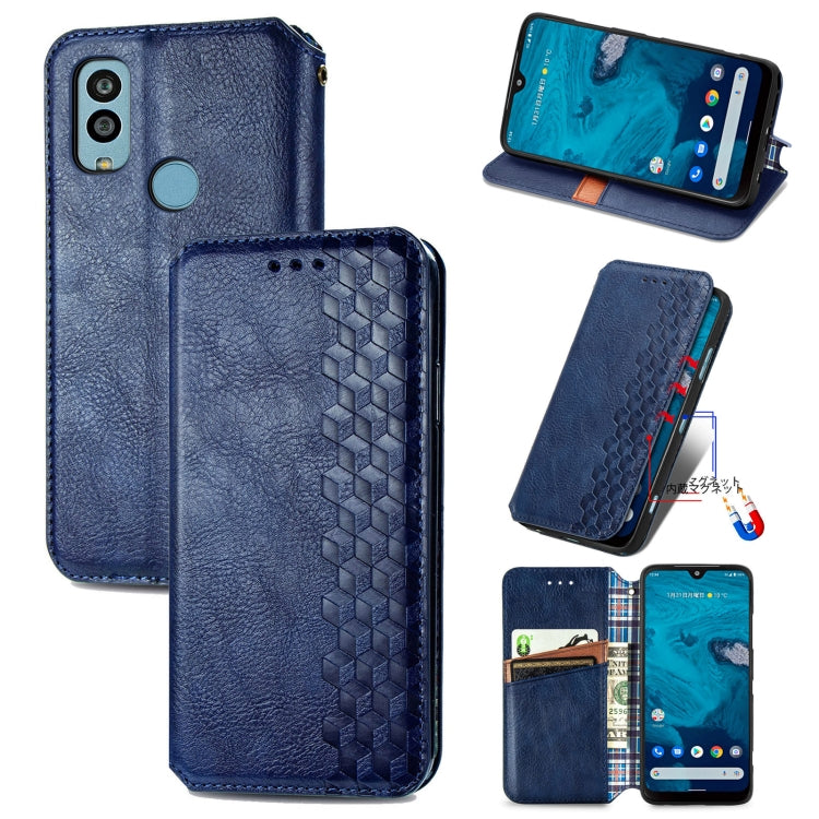 Custodia per telefono in pelle magnetica pressata a griglia cubica, For Infinix Note 12 G96, For Kyocera Android One S10, For OnePlus Ace 2, For Realme C55