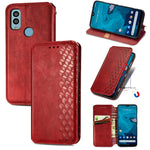 Custodia per telefono in pelle magnetica pressata a griglia cubica, For Infinix Note 12 G96, For Kyocera Android One S10, For OnePlus Ace 2, For Realme C55