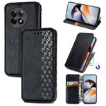 Custodia per telefono in pelle magnetica pressata a griglia cubica, For Infinix Note 12 G96, For Kyocera Android One S10, For OnePlus Ace 2, For Realme C55