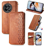 Custodia per telefono in pelle magnetica pressata a griglia cubica, For Infinix Note 12 G96, For Kyocera Android One S10, For OnePlus Ace 2, For Realme C55