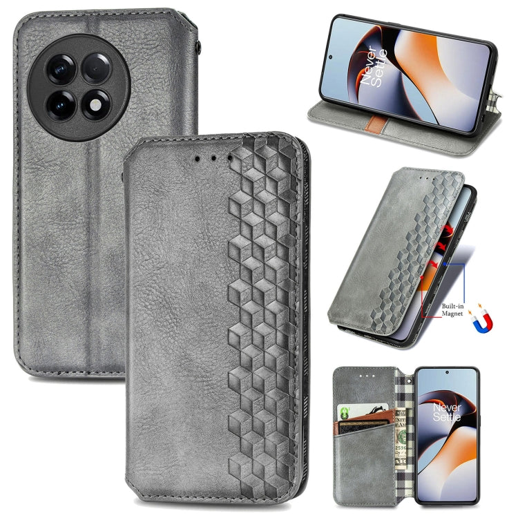 Custodia per telefono in pelle magnetica pressata a griglia cubica, For Infinix Note 12 G96, For Kyocera Android One S10, For OnePlus Ace 2, For Realme C55