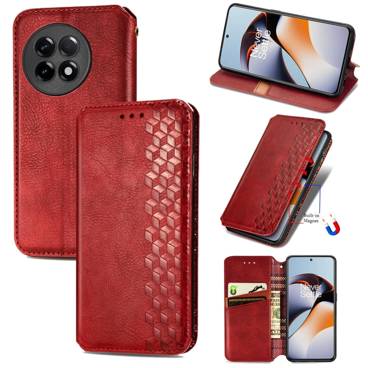 Custodia per telefono in pelle magnetica pressata a griglia cubica, For Infinix Note 12 G96, For Kyocera Android One S10, For OnePlus Ace 2, For Realme C55