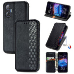 Custodia per telefono in pelle magnetica pressata a griglia cubica, For Tecno Pova Neo 5G, For vivo S15e, For ZTE Blade A52, For Samsung Galaxy A14 4G