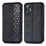 Custodia per telefono in pelle magnetica pressata a griglia cubica, For Tecno Pova Neo 5G, For vivo S15e, For ZTE Blade A52, For Samsung Galaxy A14 4G