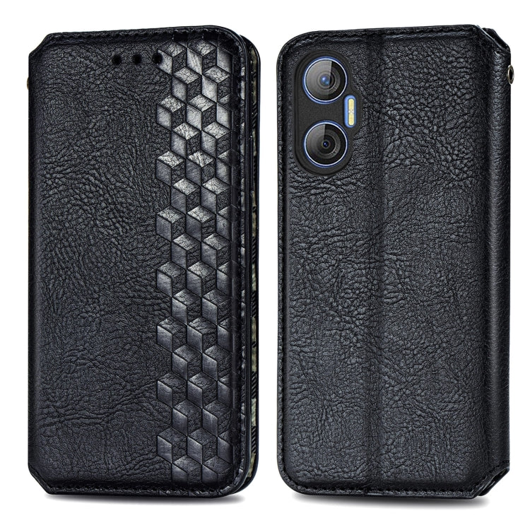 Custodia per telefono in pelle magnetica pressata a griglia cubica, For Tecno Pova Neo 5G, For vivo S15e, For ZTE Blade A52, For Samsung Galaxy A14 4G