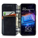 Custodia per telefono in pelle magnetica pressata a griglia cubica, For Tecno Pova Neo 5G, For vivo S15e, For ZTE Blade A52, For Samsung Galaxy A14 4G