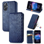 Custodia per telefono in pelle magnetica pressata a griglia cubica, For Tecno Pova Neo 5G, For vivo S15e, For ZTE Blade A52, For Samsung Galaxy A14 4G