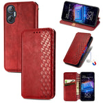 Custodia per telefono in pelle magnetica pressata a griglia cubica, For Tecno Pova Neo 5G, For vivo S15e, For ZTE Blade A52, For Samsung Galaxy A14 4G