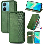 Custodia per telefono in pelle magnetica pressata a griglia cubica, For Tecno Pova Neo 5G, For vivo S15e, For ZTE Blade A52, For Samsung Galaxy A14 4G