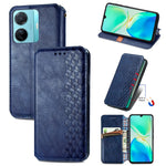 Custodia per telefono in pelle magnetica pressata a griglia cubica, For Tecno Pova Neo 5G, For vivo S15e, For ZTE Blade A52, For Samsung Galaxy A14 4G