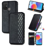 Custodia per telefono in pelle magnetica pressata a griglia cubica, For Tecno Pova Neo 5G, For vivo S15e, For ZTE Blade A52, For Samsung Galaxy A14 4G