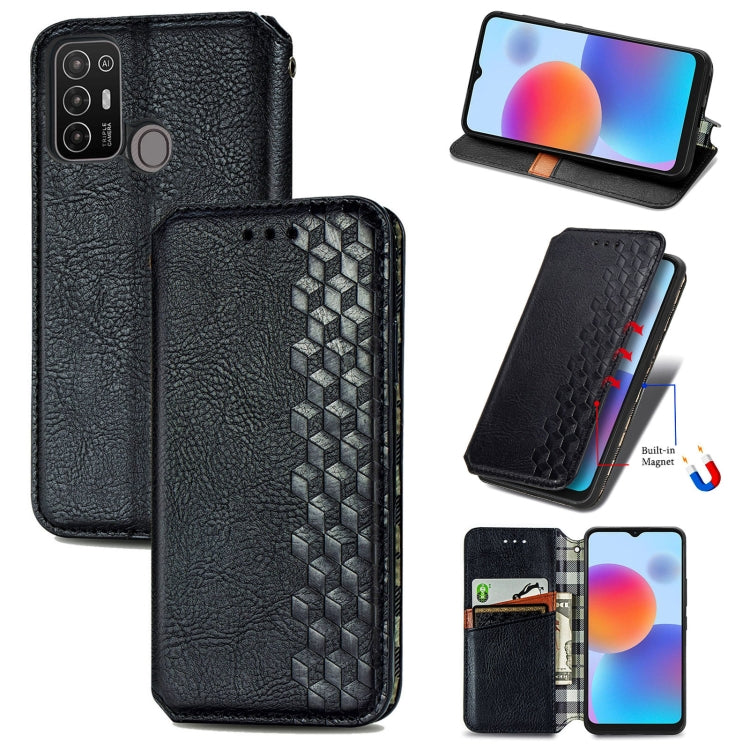 Custodia per telefono in pelle magnetica pressata a griglia cubica, For Tecno Pova Neo 5G, For vivo S15e, For ZTE Blade A52, For Samsung Galaxy A14 4G