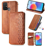 Custodia per telefono in pelle magnetica pressata a griglia cubica, For Tecno Pova Neo 5G, For vivo S15e, For ZTE Blade A52, For Samsung Galaxy A14 4G