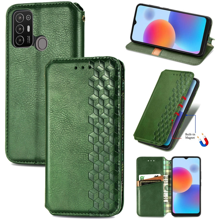 Custodia per telefono in pelle magnetica pressata a griglia cubica, For Tecno Pova Neo 5G, For vivo S15e, For ZTE Blade A52, For Samsung Galaxy A14 4G