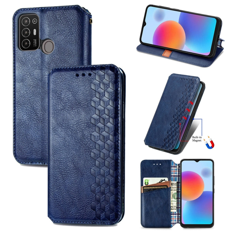 Custodia per telefono in pelle magnetica pressata a griglia cubica, For Tecno Pova Neo 5G, For vivo S15e, For ZTE Blade A52, For Samsung Galaxy A14 4G