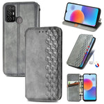 Custodia per telefono in pelle magnetica pressata a griglia cubica, For Tecno Pova Neo 5G, For vivo S15e, For ZTE Blade A52, For Samsung Galaxy A14 4G