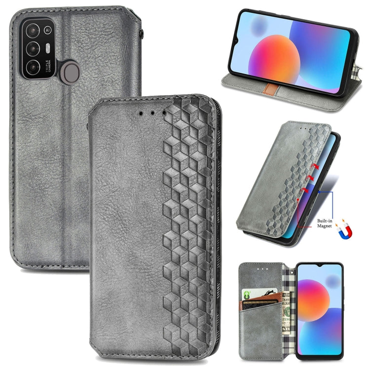 Custodia per telefono in pelle magnetica pressata a griglia cubica, For Tecno Pova Neo 5G, For vivo S15e, For ZTE Blade A52, For Samsung Galaxy A14 4G