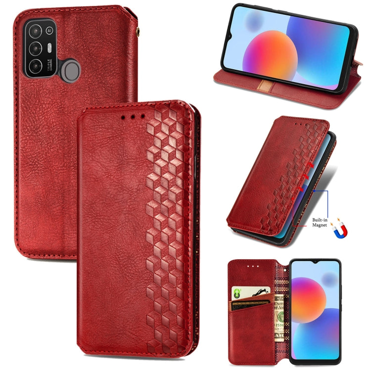 Custodia per telefono in pelle magnetica pressata a griglia cubica, For Tecno Pova Neo 5G, For vivo S15e, For ZTE Blade A52, For Samsung Galaxy A14 4G