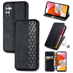 Custodia per telefono in pelle magnetica pressata a griglia cubica, For Tecno Pova Neo 5G, For vivo S15e, For ZTE Blade A52, For Samsung Galaxy A14 4G